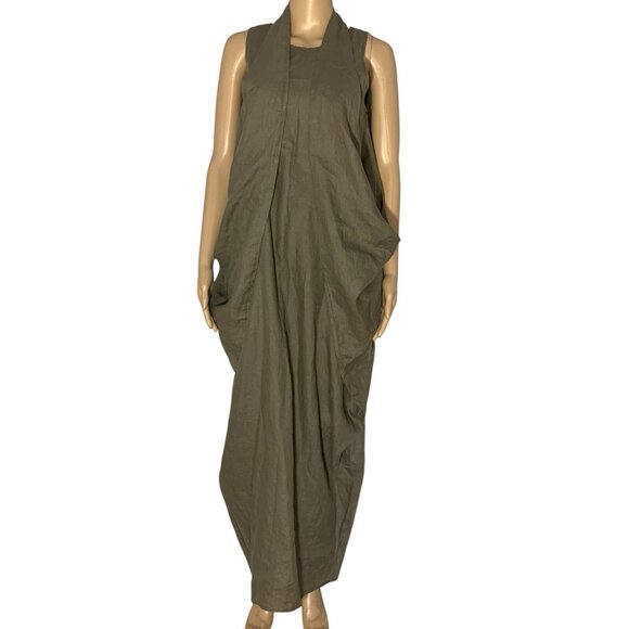 Avant Garde Grunge Long Maxi Dress Women’s Sz M Lagenlook Linen Draped Rick - Picture 1 of 11